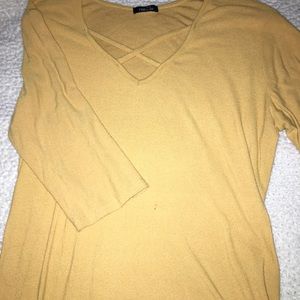 yellow 3/4 sleeve shirt